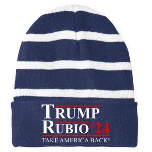 Trump Rubio 2024 Vice President Trump Vp Trump 2024 Election Striped Beanie with Solid Band