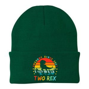 Two Rex 2nd Birthday Gift Second Dinosaur 2 Year Old Knit Cap Winter Beanie