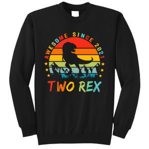 Two Rex 2nd Birthday Gift Second Dinosaur 2 Year Old Sweatshirt