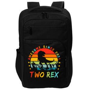 Two Rex 2nd Birthday Gift Second Dinosaur 2 Year Old Impact Tech Backpack