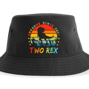 Two Rex 2nd Birthday Gift Second Dinosaur 2 Year Old Sustainable Bucket Hat