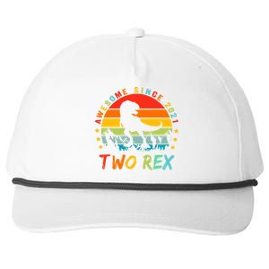 Two Rex 2nd Birthday Gift Second Dinosaur 2 Year Old Snapback Five-Panel Rope Hat