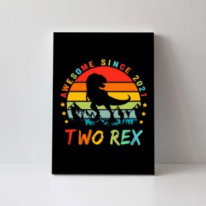 Two Rex 2nd Birthday Gift Second Dinosaur 2 Year Old Canvas