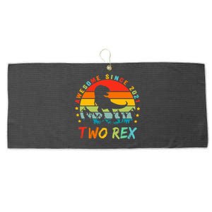 Two Rex 2nd Birthday Gift Second Dinosaur 2 Year Old Large Microfiber Waffle Golf Towel