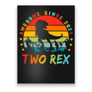 Two Rex 2nd Birthday Gift Second Dinosaur 2 Year Old Poster