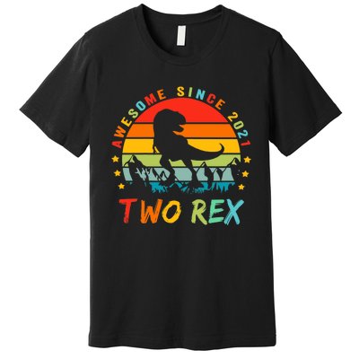 Two Rex 2nd Birthday Gift Second Dinosaur 2 Year Old Premium T-Shirt