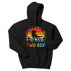 Two Rex 2nd Birthday Gift Second Dinosaur 2 Year Old Kids Hoodie