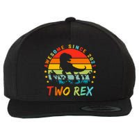 Two Rex 2nd Birthday Gift Second Dinosaur 2 Year Old Wool Snapback Cap