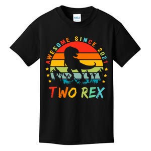 Two Rex 2nd Birthday Gift Second Dinosaur 2 Year Old Kids T-Shirt