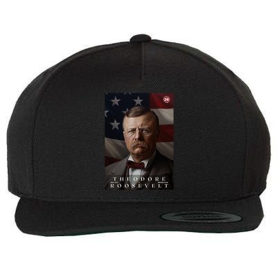 Theodore Roosevelt 26th President Of The United States Portrait Wool Snapback Cap