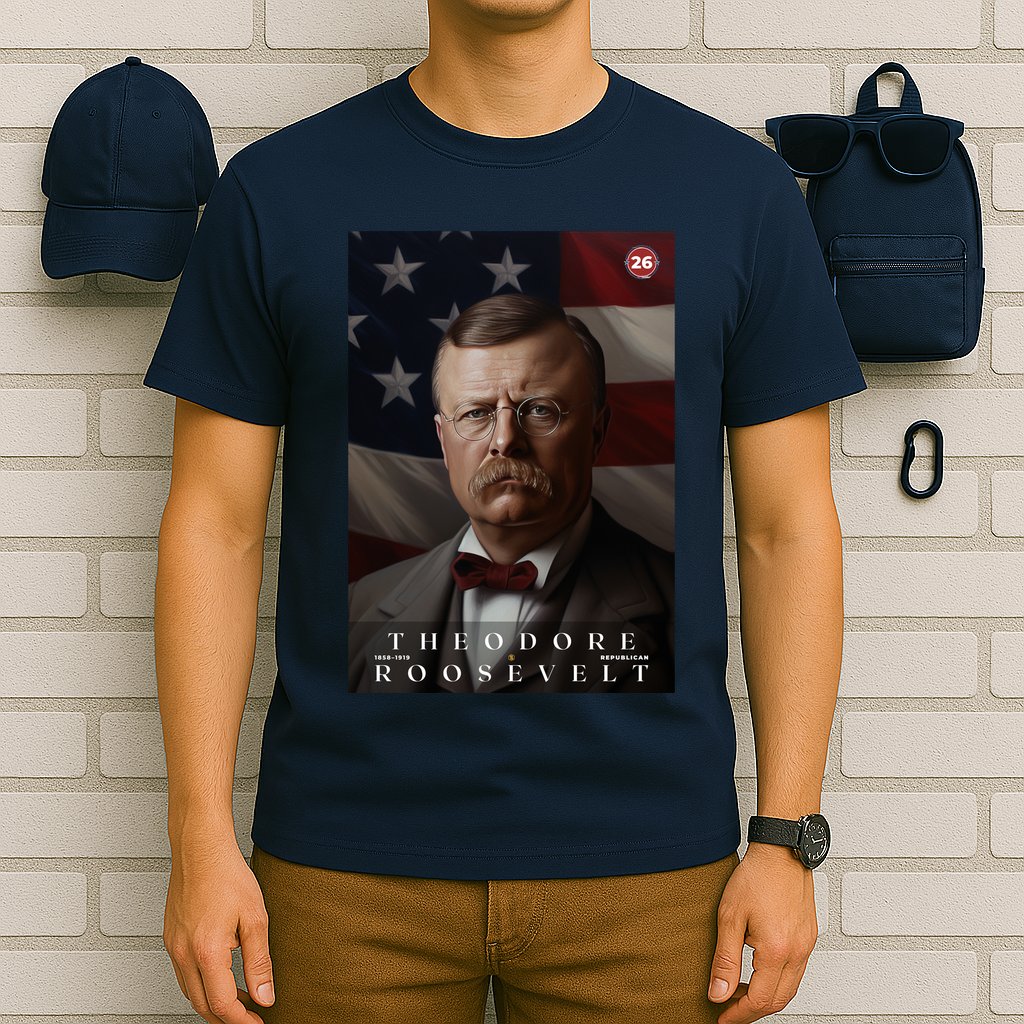 Theodore Roosevelt 26th President Of The United States Portrait T-Shirt