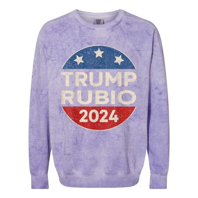 Trump Rubio 2024 Retro Button Vice President Vp Election Colorblast Crewneck Sweatshirt