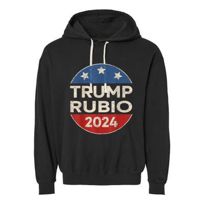 Trump Rubio 2024 Retro Button Vice President Vp Election Garment-Dyed Fleece Hoodie