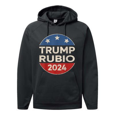 Trump Rubio 2024 Retro Button Vice President Vp Election Performance Fleece Hoodie