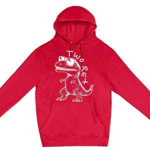 Two Rex 2nd Birthday Gifts Second Dinosaur Boy 2 Years Old Premium Pullover Hoodie