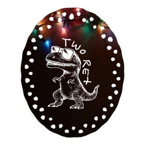 Two Rex 2nd Birthday Gifts Second Dinosaur Boy 2 Years Old Ceramic Oval Ornament