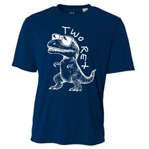 Two Rex 2nd Birthday Gifts Second Dinosaur Boy 2 Years Old Cooling Performance Crew T-Shirt