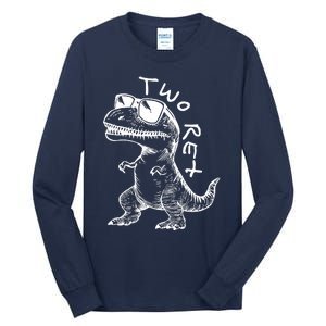 Two Rex 2nd Birthday Gifts Second Dinosaur Boy 2 Years Old Tall Long Sleeve T-Shirt