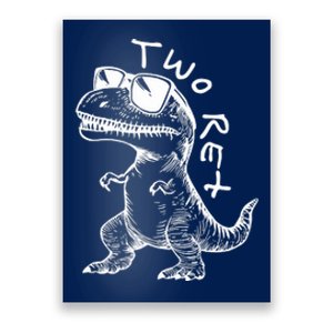 Two Rex 2nd Birthday Gifts Second Dinosaur Boy 2 Years Old Poster