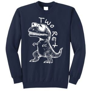 Two Rex 2nd Birthday Gifts Second Dinosaur Boy 2 Years Old Tall Sweatshirt