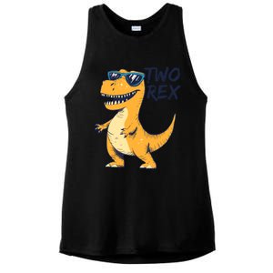 Two Rex 2nd Birthday Gifts Second Dinosaur Boy 2 Years Old Ladies PosiCharge Tri-Blend Wicking Tank