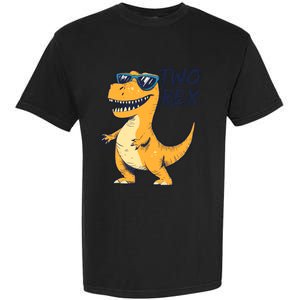 Two Rex 2nd Birthday Gifts Second Dinosaur Boy 2 Years Old Garment-Dyed Heavyweight T-Shirt