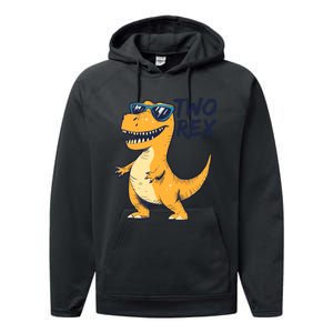 Two Rex 2nd Birthday Gifts Second Dinosaur Boy 2 Years Old Performance Fleece Hoodie