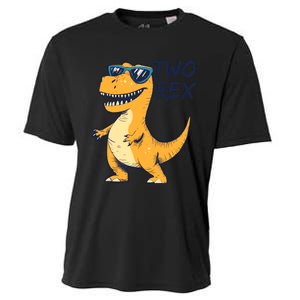 Two Rex 2nd Birthday Gifts Second Dinosaur Boy 2 Years Old Cooling Performance Crew T-Shirt