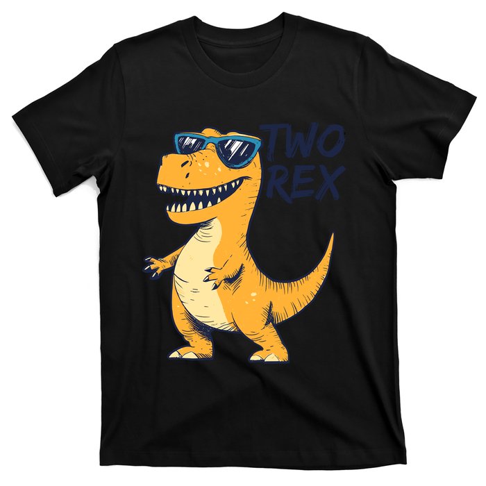 Two Rex 2nd Birthday Gifts Second Dinosaur Boy 2 Years Old T-Shirt