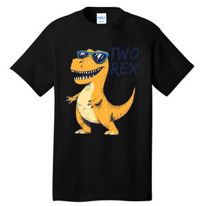 Two Rex 2nd Birthday Gifts Second Dinosaur Boy 2 Years Old Tall T-Shirt