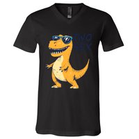 Two Rex 2nd Birthday Gifts Second Dinosaur Boy 2 Years Old V-Neck T-Shirt