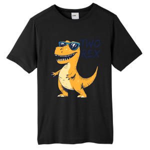 Two Rex 2nd Birthday Gifts Second Dinosaur Boy 2 Years Old Tall Fusion ChromaSoft Performance T-Shirt