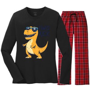 Two Rex 2nd Birthday Gifts Second Dinosaur Boy 2 Years Old Women's Long Sleeve Flannel Pajama Set 