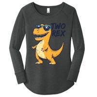 Two Rex 2nd Birthday Gifts Second Dinosaur Boy 2 Years Old Women's Perfect Tri Tunic Long Sleeve Shirt