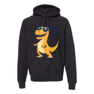 Two Rex 2nd Birthday Gifts Second Dinosaur Boy 2 Years Old Premium Hoodie