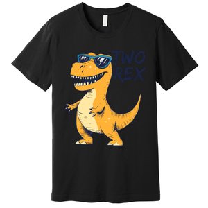 Two Rex 2nd Birthday Gifts Second Dinosaur Boy 2 Years Old Premium T-Shirt