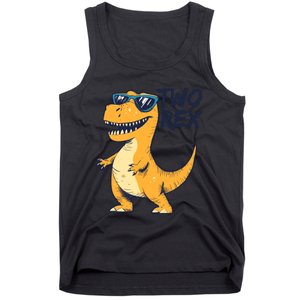 Two Rex 2nd Birthday Gifts Second Dinosaur Boy 2 Years Old Tank Top