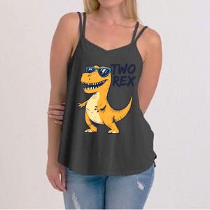 Two Rex 2nd Birthday Gifts Second Dinosaur Boy 2 Years Old Women's Strappy Tank