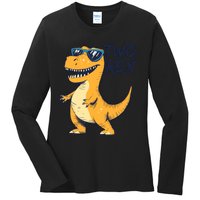 Two Rex 2nd Birthday Gifts Second Dinosaur Boy 2 Years Old Ladies Long Sleeve Shirt