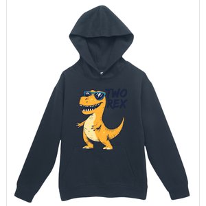 Two Rex 2nd Birthday Gifts Second Dinosaur Boy 2 Years Old Urban Pullover Hoodie