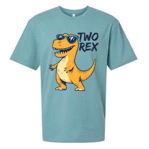 Two Rex 2nd Birthday Gifts Second Dinosaur Boy 2 Years Old Sueded Cloud Jersey T-Shirt