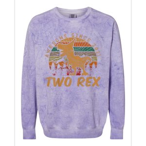 Two Rex 2nd Birthday Gifts Second Dinosaur 2 Year Old Colorblast Crewneck Sweatshirt