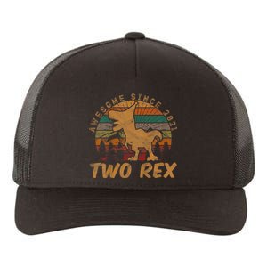 Two Rex 2nd Birthday Gifts Second Dinosaur 2 Year Old Yupoong Adult 5-Panel Trucker Hat