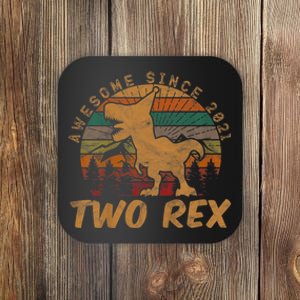 Two Rex 2nd Birthday Gifts Second Dinosaur 2 Year Old Coaster