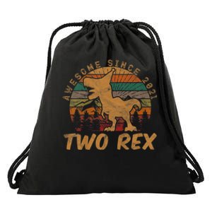 Two Rex 2nd Birthday Gifts Second Dinosaur 2 Year Old Drawstring Bag