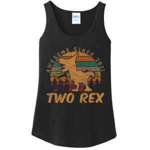 Two Rex 2nd Birthday Gifts Second Dinosaur 2 Year Old Ladies Essential Tank