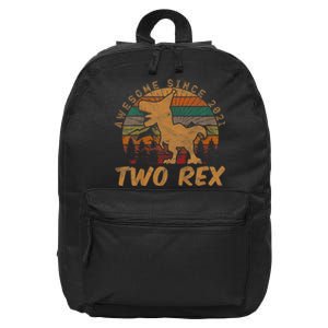 Two Rex 2nd Birthday Gifts Second Dinosaur 2 Year Old 16 in Basic Backpack