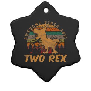 Two Rex 2nd Birthday Gifts Second Dinosaur 2 Year Old Ceramic Star Ornament