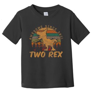 Two Rex 2nd Birthday Gifts Second Dinosaur 2 Year Old Toddler T-Shirt