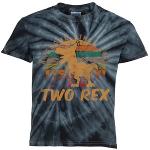 Two Rex 2nd Birthday Gifts Second Dinosaur 2 Year Old Kids Tie-Dye T-Shirt